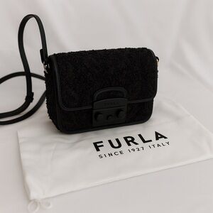 Furla Textured Black Shoulder Bag
